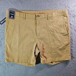NWT Roundtree & Yorke Casuals Shorts Men 40 x‎ 7" Straight Stretch Yellow Brown